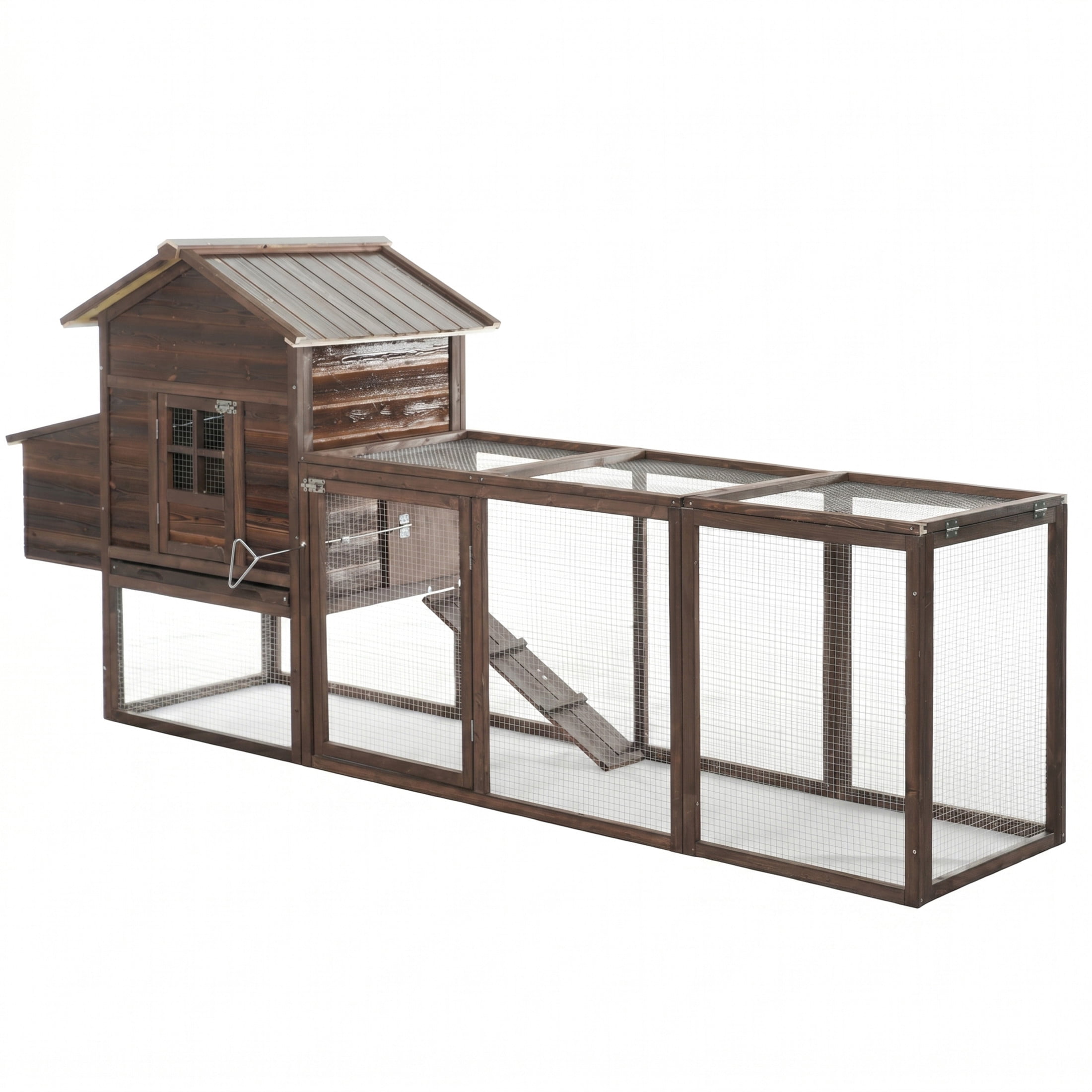 Christopher Knight Home Outdoor Wooden Chicken Coop, Elevated Hen House with Run, Nesting Box, Dark Brown