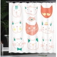 thumbnail image 3 of Ambesonne Cat Shower Curtain, Moustache Fish Faces Print Art, 69"Wx84"L, Burnt Sienna, 3 of 4