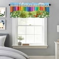 thumbnail image 3 of Cartoon Turtle Colorful Pencil Window Valance for Kitchen, Blue Sky Green Lawn Ant Flower Butterfly Rod Pocket Short Curtain for Small Windows, Light Filtering Decorative Valance, 42 x 18 Inch, 3 of 9
