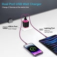thumbnail image 4 of 2 Pack Compatible with iPhone Charger with USB A to Lightn-ing Cable 10FT, Dual Port Charger Block Phone Charger with Fast Charging Cord, USB Wall Charger Compatible for iPhone14/13/12/11, Pink, 4 of 9
