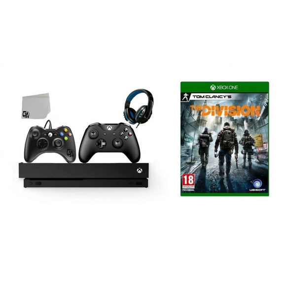 Pre-Owned Restored Microsoft Xbox One X 1TB Gaming Console Black with 2 Controller Included with Tom Clancy's The Division BOLT AXTION Bundle