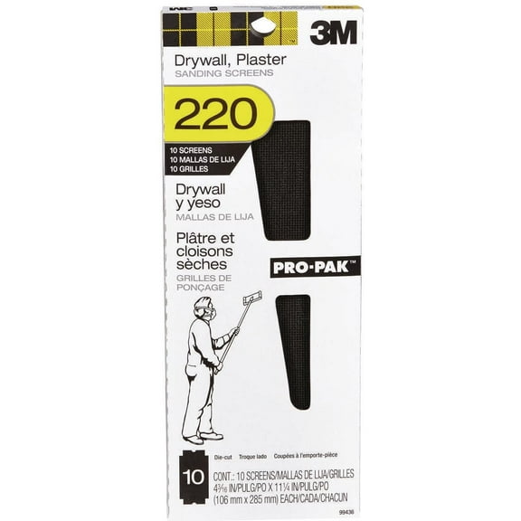 3M 11-1/4 in. L x 4-3/16 in. W 220 Grit Extra Fine Silicon Carbide Drywall Sanding Screen 10 pk