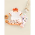 thumbnail image 3 of Sunisery 4Pcs Baby Girls My 1st Halloween Outfits, Short Sleeve Letter Print Romper Tutu Skirt + Leg Warmers + Headband Set, 3 of 6