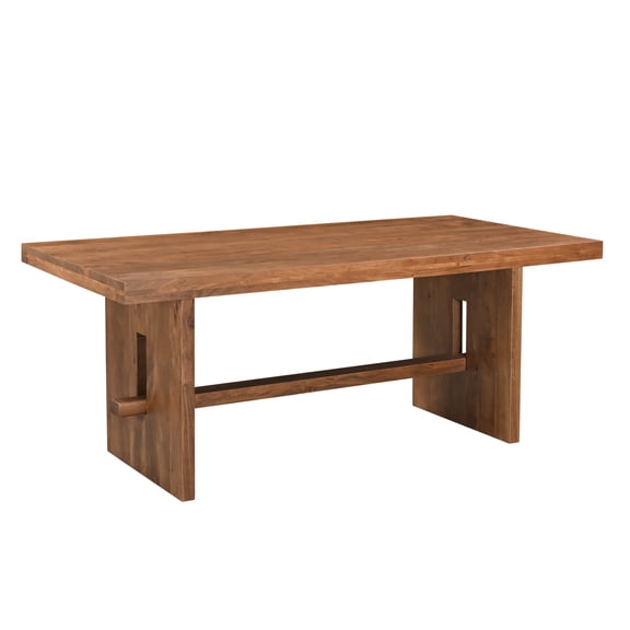 Taran Designs Bristol 75" Solid Wood Trestle Dining Table in Brown