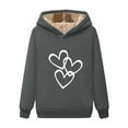 thumbnail image 2 of Under $10 Hoodies for Women, Women's Casual Printed Winter Warm Solid Pocket Long Sleeve Hooded Sweatshirt Top, #3Dark Gray XL, 2 of 3