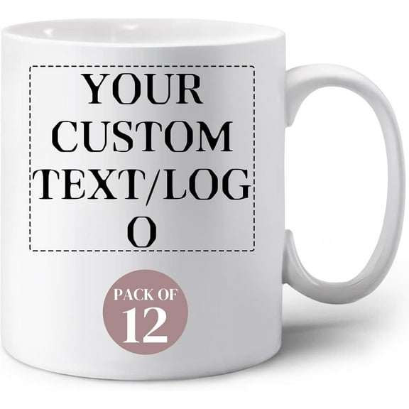 Custom Coffee Mugs 11 oz- Set of 6/12/24/48, Personalized Bulk Pack Mug Set with Text Picture & Logo, Birthday Party, Employee Appreciation, Wedding Gift, Double-Sided Printing