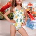 thumbnail image 2 of Yuyamidu Girls Swimsuit One Piece Athletic Swimwear Tropical Pineapple Summer Hawaii Swimsuits Quick Dry Sleeveless Bathing Suit Dancewear, 2 of 7