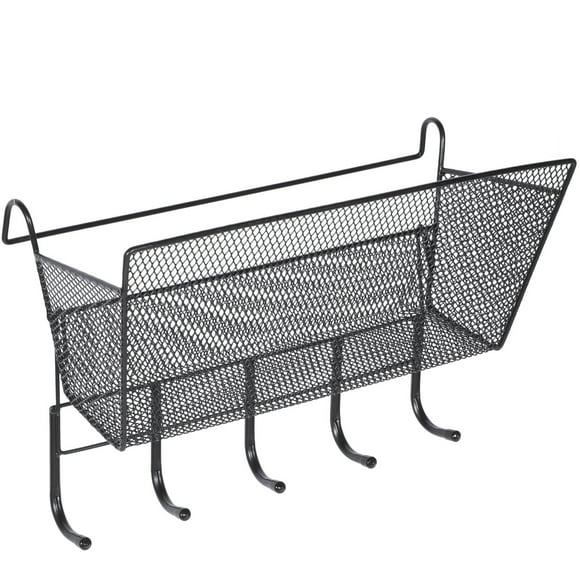 Phenofice Simple Hanging Storage Basket Bedside Hanger Black Iron 1Set For Kitchen Room Organization