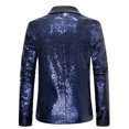 thumbnail image 5 of hopeusnice Men's Sequin Suit Jacket One Button Slim Fit Party Blazer Prom Tuxedo Dinner Wedding Navy XXL, 5 of 7