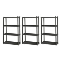 Sterilite Plastic Indoor Outdoor 4 Shelf Durable Shelving Unit, Gray 3 Pack