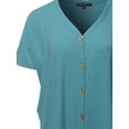 thumbnail image 5 of A2Y Women's Loose Fit Short Sleeve Button Down Front Tie Top Dusty Teal XL, 5 of 7