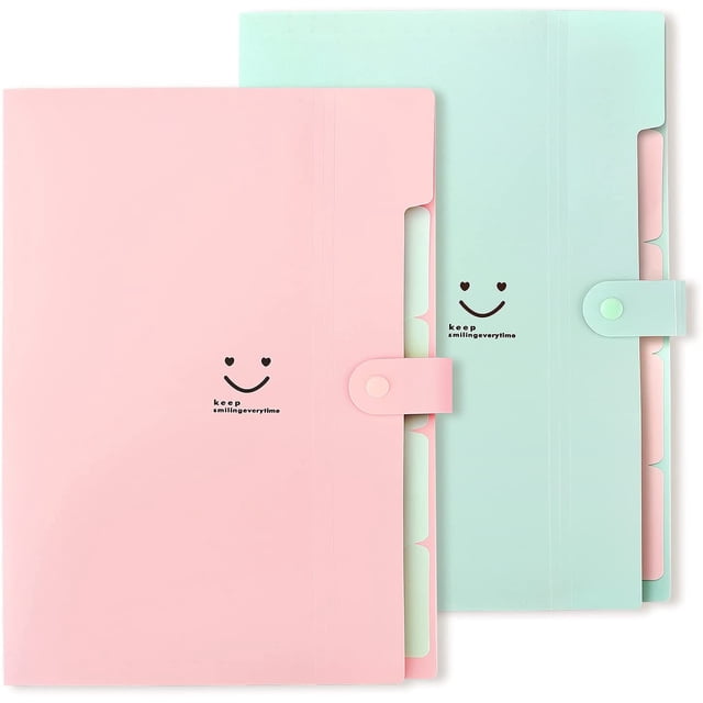 Carpetas de archivos expandibles Ormromra tamaño carta A4 paquete de 2 verde rosa