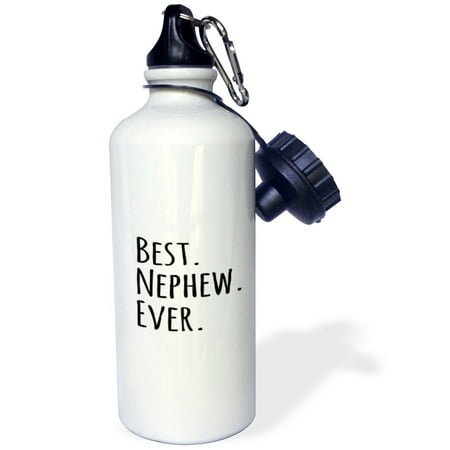 3dRose Best Nephew Ever - Gifts for family and relatives - black text, Sports Water Bottle,
