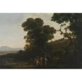 thumbnail image 2 of Claude Lorrain 24x18 Gold Ornate Framed and Double Matted Museum Art Print Titled - Landscape with Figures Wading Through a Stream (1636 - 1637), 2 of 4