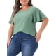 thumbnail image 4 of Camiseta de Día de la Madre para Mujeres de Talla Grande Agnes Orinda, Cuello Redondo, Corte Suelto, Manga con Volantes, Blusas Casuales de Verano, 1X Verde, 4 of 6