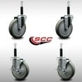 thumbnail image 2 of 5 Inch SS Gray Poly Wheel Swivel 3/4 Inch Expanding Stem Caster Set 2 Brakes SCC, 2 of 2