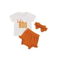 thumbnail image 3 of Diconna Baby 3Pcs Halloween Outfits Letter Tops Ruffle Shorts Headband, 3 of 8