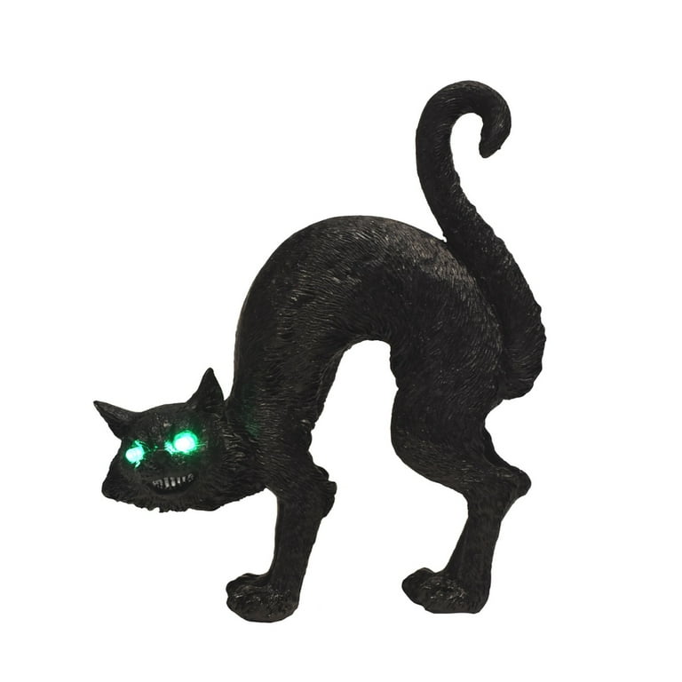 Spooky Black Cat Light Up Glow Eyes LED Halloween Party Decor Haunted House Prop Spooky Black Cat Light Up Glow Eyes LED Halloween Party Decor Haunted House Prop