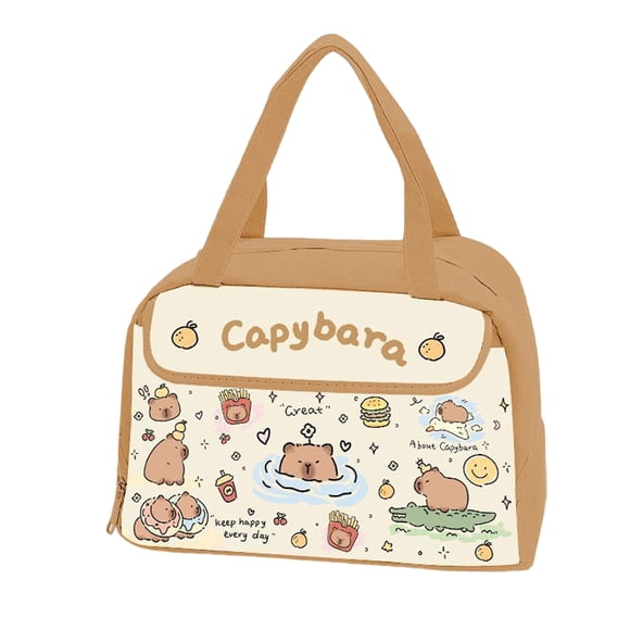 Inteprter Bolsa de almuerzo impermeable con diseño de animales, linda bolsa de almuerzo bento de carpincho con arroz, bolsa de almuerzo con Mostrada tipo+2