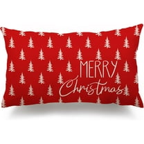 Christmas Pillow Covers 12x20 inch Christmas Tree Decorative Red Throw Pillow Covers Winter Famliy Decoration for Home Couch 040