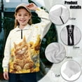 thumbnail image 6 of Uourmeti Funny Cat Sunflowers Girls College Sweatshirt Half Zip Pullover Sweatshirts Comfy Casual Trendy for School Daily Wear Fall Winter Top Size 11-12, 6 of 7