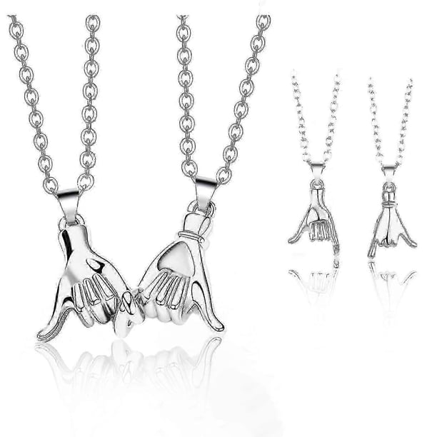 Matching Necklaces For Couples, 2 Pcs Relationship Necklaces For Best Friend Boyfriend Soulmate Gifts Pull Hook Pendant f26