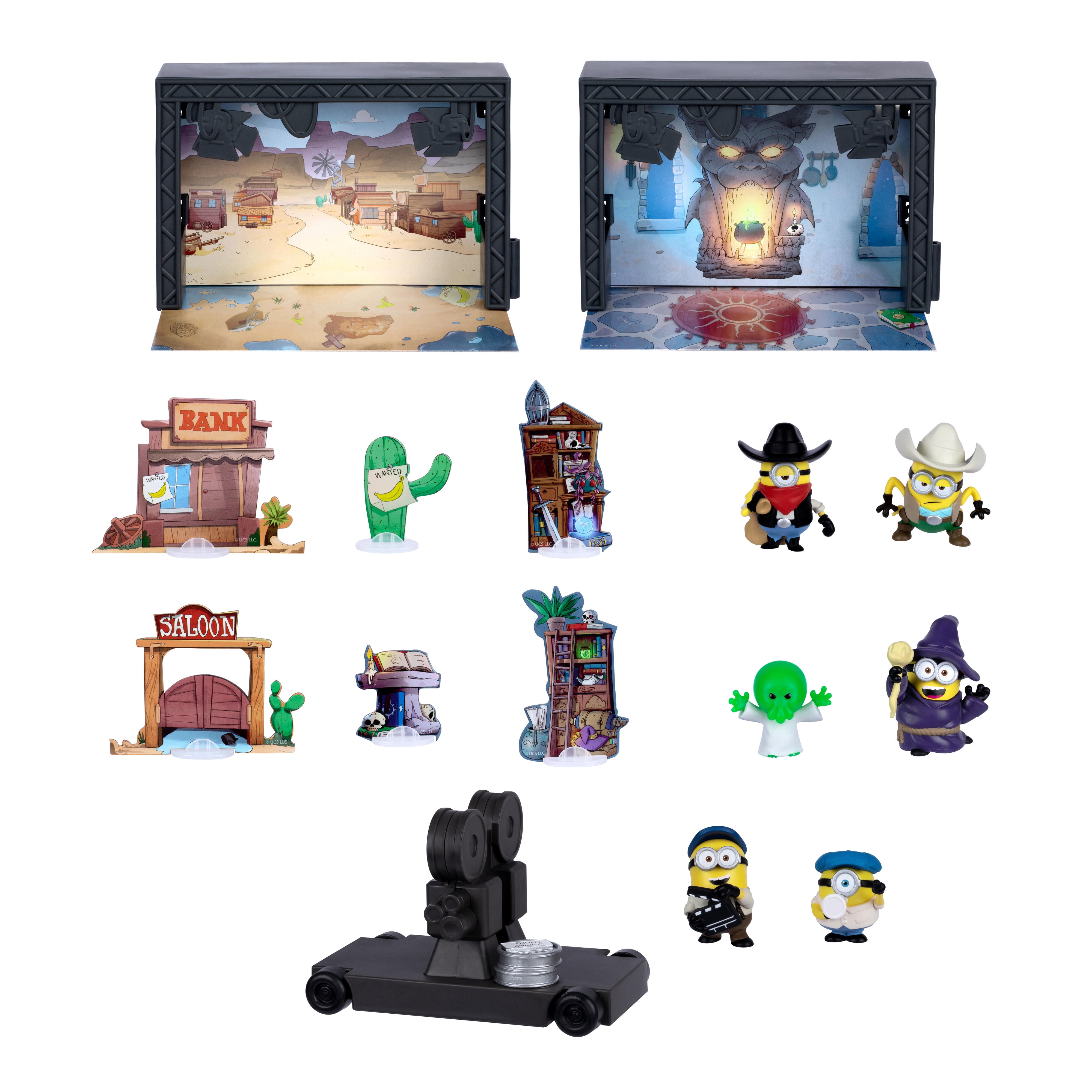 Illumination's Minions & Monsters Backlot Studio Set, Includes 2 Sound Stages, 6 Cast & Crew Mini Figures, and 6 Themed Stage Props , Ages 4+