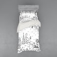 thumbnail image 2 of Ambesonne Christmas Bedding Set 4 Pcs, Tree Reindeer Santa, Queen, Black and White, 2 of 3