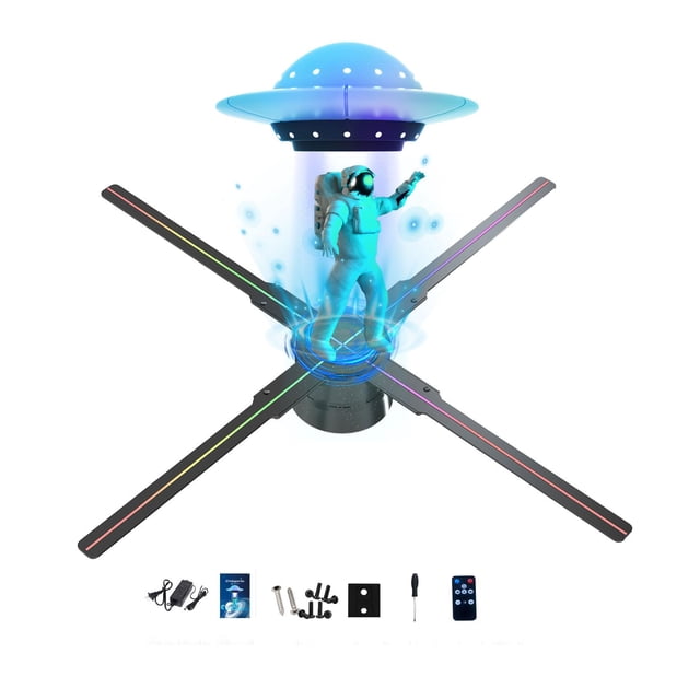 Ventilador holográfico 3D WANTHER Ventilador holográfico LED HD de 44 cm con WiFi