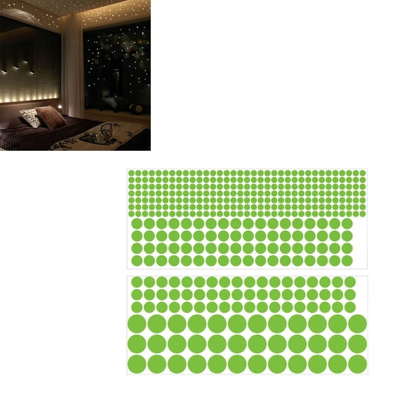 COOPHYA 2Pcs Green Round Dots Wall Stickers Glow in the Dark for Bedroom Decoration 7.9x3.1x0.04in