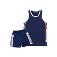 thumbnail image 2 of inlzdz Kids Boys Girls Basketball Jerseys Outfit Tracksuit Sleeveless Tank Top with Shorts Sport Suit Navy Blue 3XS, 2 of 3
