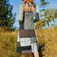 thumbnail image 5 of Geometric Abstract Art Black Brown Grey Flare Dress Square Neck Dress Elegant Female Fashion Printed Dress, 5 of 9