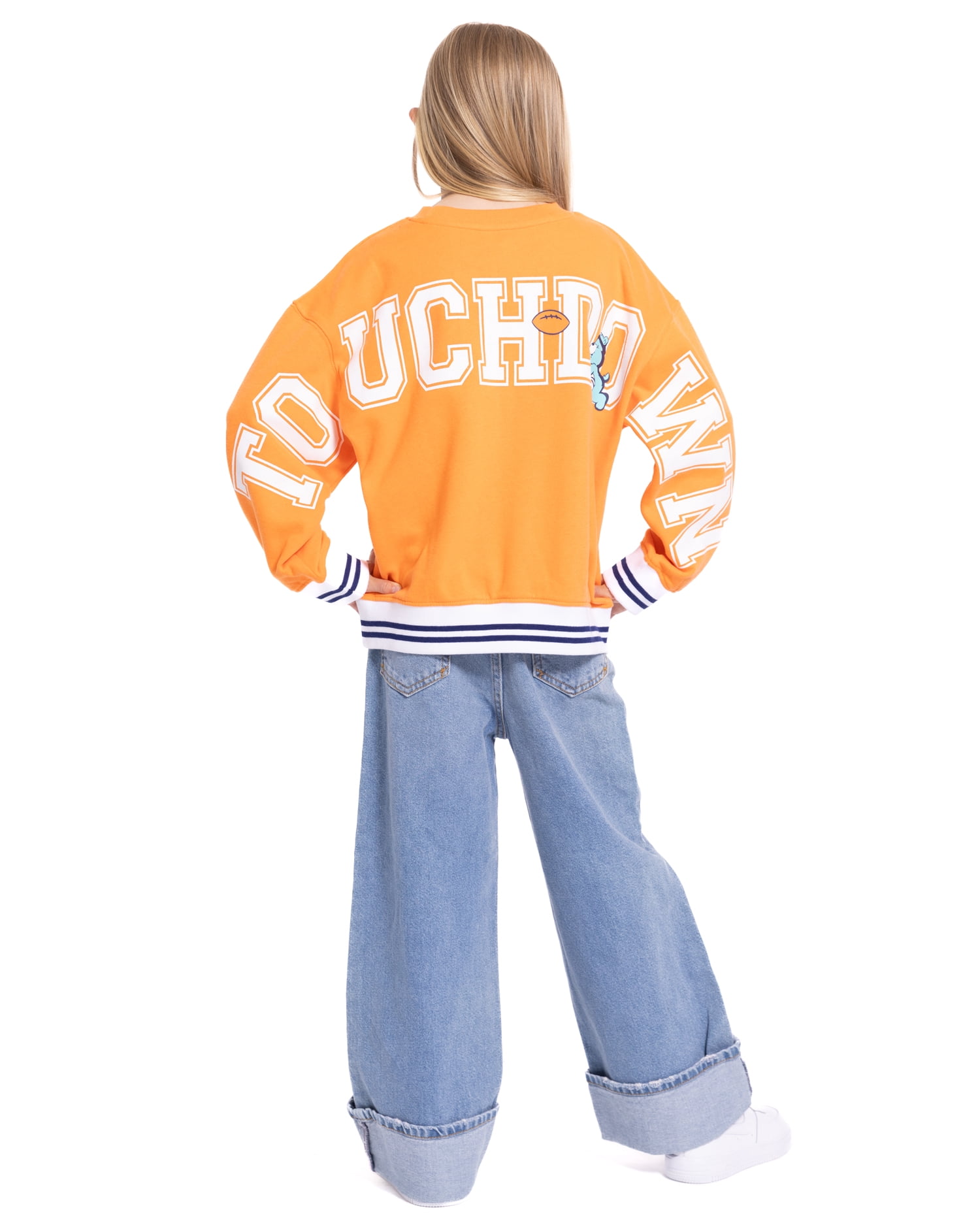 Care Bears Girls' Front Back Graphic Sweatshirt with Long Sleeves, Sizes 4-16