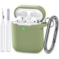 thumbnail image 1 of ATUAT Compatible with AirPods Case Cover, Full Protective Silicone Skin Dust-Proof Designed for Apple AirPods 1st 2nd Generation with Keychain, Front LED Visible, Army Green, 1 of 4