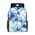 thumbnail image 1 of ZNDUO Travel Backpack, Blue Abstract Art Leaf Pattern Backpack for School, 16 inch Lightweight Bookbag, 1 of 8