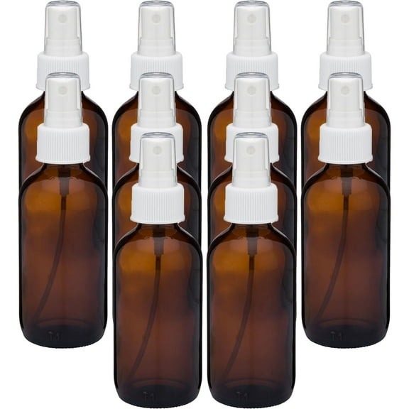 Medical Sales Supply Amber 4oz White Mist Sprayer Bottle (120ml) Pack of 10