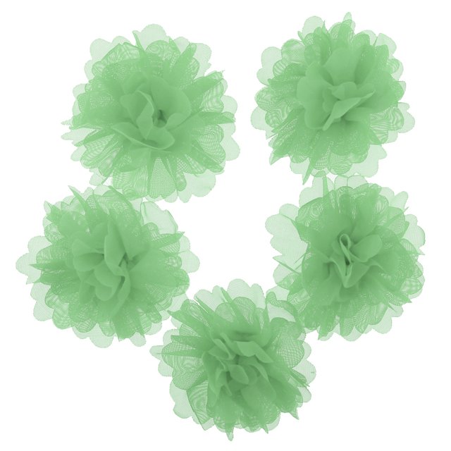 5x Flores artificiales de gasa falsas para la decoración de la boda Artesanía ricolaje verde Sunnimix Cabeza de flor de tocado diy