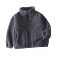 thumbnail image 2 of AUNVITO Thermal Fleece Jacket for Boys & Girls 2-12Y Full Zip Front Long Sleeve Solid Color Heavyweight Windbreaker with Loose Fit No Hood Casual Outerwear, 2 of 5