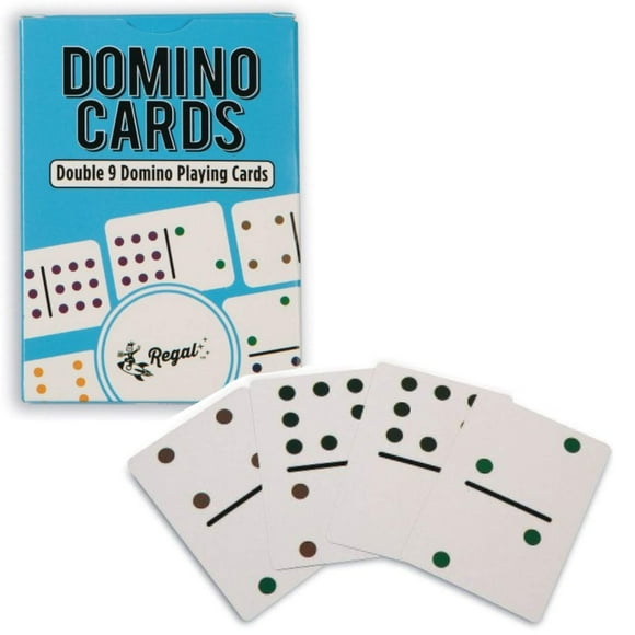 Regal Games - Double 9 Domino Playing Cards - Colored Dots Deck - Family-Friendly Domino Card Game - 2-8 Players - Ages 8+ - 55 Card Deck - 3.5 x 2.5