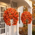 thumbnail image 3 of Scidweet Artificial Fall Hanging Flowers Outdoors, 4 Pcs Autumn Fake Faux Bougainvillea Silk Flowers Plants UV Resistant Fall Decorations for Home Garden Balcony Yard Front Porch Decor, Orange, 3 of 7
