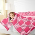 thumbnail image 4 of jejeloiu Geometric Plaid Grid Full Size Comforter Sets,Modern Geometric Checkered Bedding Comforter Set,Pink White Checkerboard Bedding Sets For Children,Microfiber Bedroom Decor Reversible,3 Pieces, 4 of 8