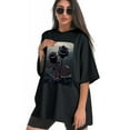 thumbnail image 3 of Plus Size Shirt for Women Black Tops for Women Oversized Short Sleeves Shirt for Women Roses T Shirt Crewneck Shirt for Women XL, 3 of 5