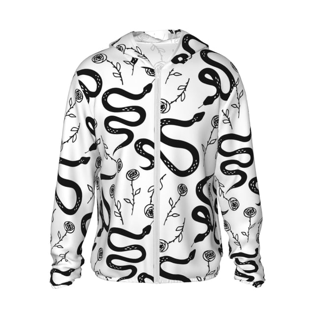 Fotbe Hand Drawn Snake Chaqueta con Protección Solar UPF 50+ para Hombre y Mujer, Camisa con Capucha y Bolsillos-Medium