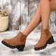 thumbnail image 2 of NECHOLOGY Zapatos Botines mujer Europa y los Unidos y el comercio exterior de los Unidos para botas gruesas con cabeza redonda después de la correa Modelos clásicos y botines Botas (Brown 7.5), 2 of 7