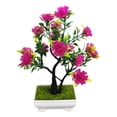 thumbnail image 2 of Simulation Bonsai Fade-less Clear Texture Realistic No Watering Plastic Decorate Full of Vitality Vibrant Not Wither Simulation Bonsai Party Decor-Rose Red, 2 of 6
