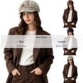 thumbnail image 3 of Kmonabie Winter Corduroy Octagonal Hat, Vintage Wood Button Newsboy Cap Painter Beret, Adjustable Soft Casual Headwear for Daily Wear, Beige, 3 of 7