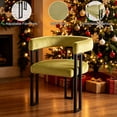 thumbnail image 4 of S-HOME Accent Armchairs in Green with Black Metal Frame, Set of 2 Dining Room Chairs, 4 of 7