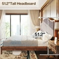 thumbnail image 6 of Merluxy Wooden Platform Queen Bed Frame with Upholstered Headboard Solid Wood Bed, No Box Spring Needed, Brown, 6 of 9