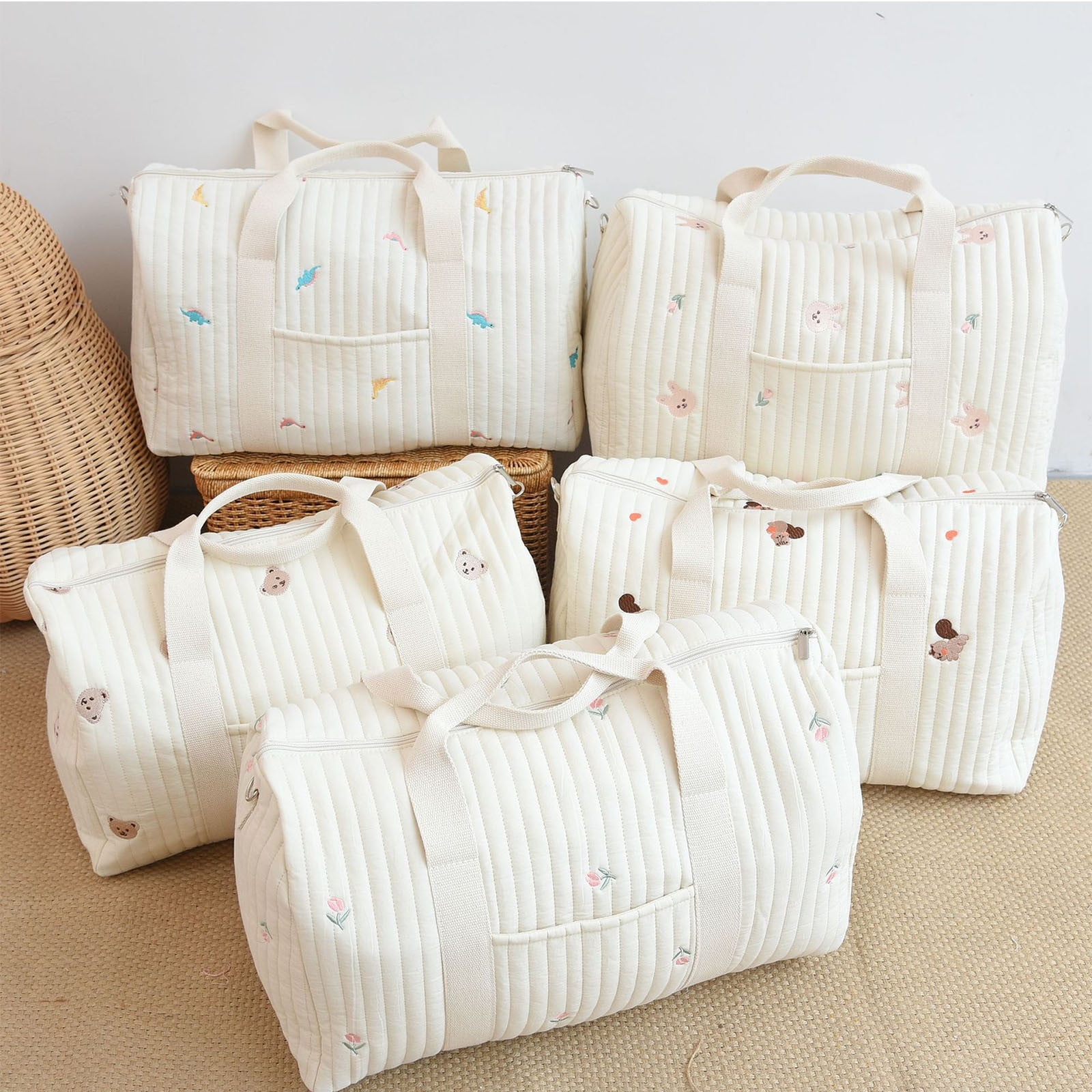 NumWeiTong Lushandy Large Diaper Bag Tote, Cute Diaper Bag Puffer Travel Diaper Bag with Long Stap Maternity Hospital Bag Nurse Bag,1pc