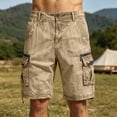 thumbnail image 5 of CIENVNSTG Men's Multi-Pocket Washed Cotton Cargo Shorts, Loose Fit Knee-Length Casual Shorts with Drawstring Hem Brown 2XL, 5 of 8